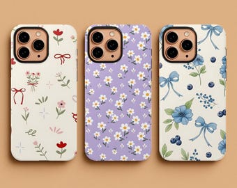 Capa para celular com estampa de margaridas, capa com estética floral, presente fofo com estampa floral retrô para iPhone 17, 16, 15, 14, 13 e Samsung S25, S24, S23, S22, S21, Pixel 9, 8