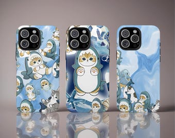 Shark Cat Phone Case, Mofusand Cute Cat Case, Aesthetic Cat Case, Tough Case, iPhone 16 Pro Max, 15,14,13,12,XS & Samsung S25,S24, Pixel 9