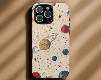 Etui na telefon z motywem planet niebieskich – wzór zodiaku i galaktyki