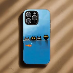 Süße Kätzchen Katze Handyhülle, Kawaii Ästhetische Katze Cover, Schützendes Tough iPhone 17,16,15,14,13, 12 Pro Max, Samsung S25 ,S24, S23, Pixel 9