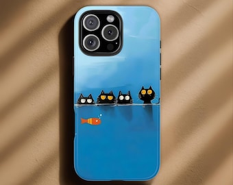 Cute Kitten Cat Phone Case, Kawaii Aesthetic Cat Cover, Protective Tough iPhone 17,16,15,14,13,12 Pro Max, Samsung S25 ,S24, S23, Pixel 9