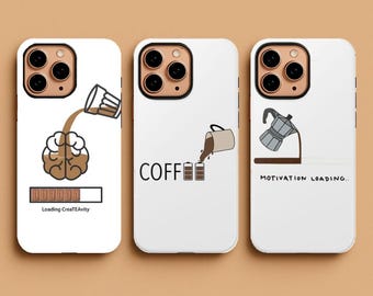 Coffee Theme Phone Case, Aesthetic Cover for iPhone 17 Pro Max, 15 Plus, 14, 13, 12, 11, XS & Samsung S25, S24, S23, S22 Pixel 9 Pro, 8
