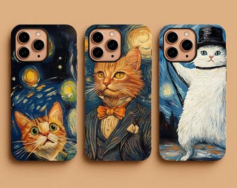 Cat Art Phone Case, Tough Protective Cover for iPhone