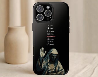 Monk Mode Daily Routine Phone Case, Funny Stoic Grind Cover, Motivational Gym Discipline Gift, for iPhone 17 16 15 14 Pro Max Plus Samsung