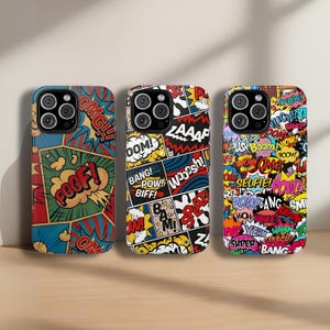 Comic Style Phone Case: Hard Polycarbonate Cover for iPhone, Samsung, Pixel