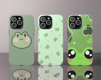 Frog Phone Case, Cute Frog Cover for iPhone 16 Pro Max, 15 Plus, 14, 13, 12, 11, XS & Samsung S25, S24, S23, Pixel 9 Pro, 8, Aesthetic Case