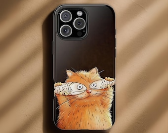 Funny Orange Cat Tough Phone Case, Kitty Cover