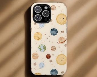 Cute Celestial Planets Phone Case, Sun and Moon Aesthetic Cover, Astrology Gift Case, Tough Case iPhone 17,16,15 & Samsung S25,S24, Pixel 9