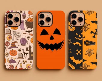 Halloween Kürbis Handyhülle, Süßer Geist ästhetik, Süßes oder Saures Tough Case für iPhone 17,16,15,14 & Samsung S25,S24, Pixel 9 Geschenk
