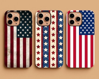 USA Flag Phone Case, American Aesthetic Tough Cover, Patriotic Gift Case, Vintage Country Pride Design for iPhone 17 16 15 & Samsung S25 S24