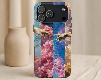 Creation of Adam Phone Case, Aesthetic Sky Art Cover, Michelangelo Inspired iPhone 17 16 15, Samsung S26 S25, Pixel 9 Artistic Case