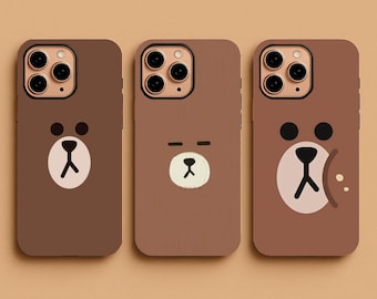 Bear Phone Case, Cute Bear Cover for iPhone 17 Pro Max, 15 Plus, 14, 13, 12, 11, XS & Samsung S25, S24, Pixel 9 Pro, 8, , Aesthetic Case