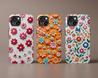 Floral Phone Case Cute Flower Neutral Cover For iPhone 16 15 14 13 12 11 Pro Max Plus X Samsung Galaxy S25 S24 Ultra Google Pixel 9 8 7