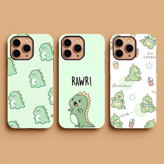 Cute Dinosaur Phone Case, Kawaii Dino Cover, Aesthetic Tough Case for  iPhone 17,16,15,14,13 & Samsung S25,S24, Pixel 9, Adorable Gift Case - Etsy