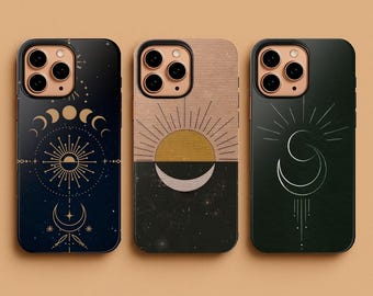 Celestial Sun and Moon Phone Case, Mystic Astrology Cover, Aesthetic Zodiac Design, Tough Case for iPhone 17 16 15 Samsung S25 S24 & Pixel 9