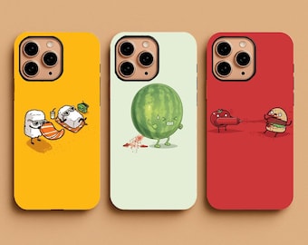 Funny Food Fight Phone Case: iPhone, Samsung, Pixel