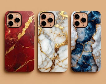 Gold Marble Phone Case, Elegant Abstract Art, Tough Cover