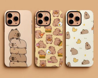 Capybara Phone Case, Cute Animal Aesthetic Cover, Kawaii Capybara Gift, Tough Case for iPhone 17,16,15,14,13 & Samsung S25,S24, Pixel 9