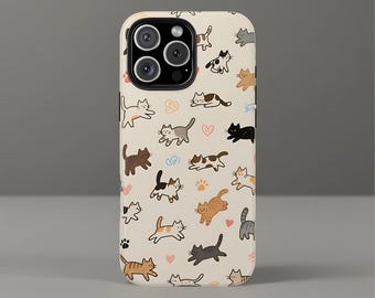 Kitten Cat Phone Case, Aesthetic Cat Case, Kawaii Cat Phone Cover, Tough Case, iPhone 16 Pro Max, 15,14,13,12,XS & Samsung S25,S24, Pixel 9