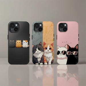 Kitten Cat Phone Case, Kawaii Cat Meme Cat lover Cute Cat Art Cover For iPhone 16 Pro, 14, 15, 13, 12, Samsung S25, S24, S23, S22, Pixel 9
