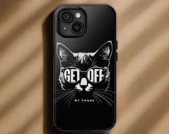 Etui na telefon z zabawnym kotem, estetyczne etui z zabawnym tekstem, etui z kotem Kawaii, wytrzymałe etui, iPhone 17 Pro Max, 15, 14, 13, 12, XS i Samsung S25, S24, Pixel 9