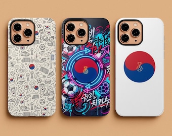 South Korea Football Phone Case, Korea National Team World Cup 2026 Gift, K-Soccer Neon Art for iPhone 17 16 15 Samsung S26 S25 Ultra Cover
