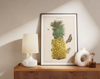 Insect & Botanical Art Print: Vintage Pineapple Entomology Wall Decor