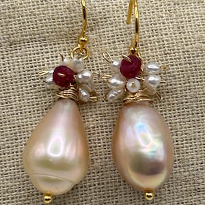 Baroque Pearl Earrings – Sculptural, Rare, Natural Peach Freshwater Pearls