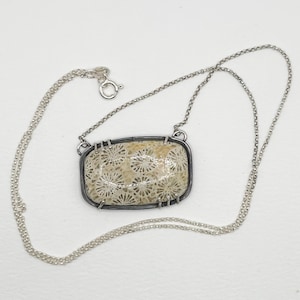 Fossil Stone Necklace: Black Sterling Silver, 20&quot; Chain