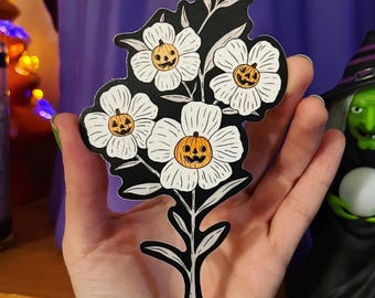 Kürbisblumen Vinyl Aufkleber: Wasserdichter wetterfester Aufkleber