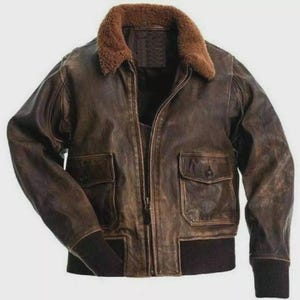 Men’s G-1 A-2 Distressed Brown Bomber Jacket | Real Leather Aviator Flight Jacket
