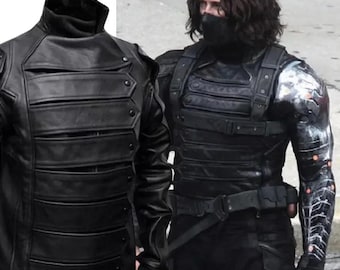 Bucky Barnes The Winter Soldier Leather Jacket & Vest for Men | Handmade Captain America Cosplay Costume