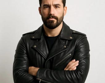 Handmade Black Biker Jacket: Real/Faux Leather Moto Coat