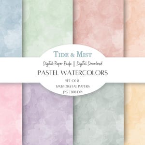 Pastell Aquarellfarben, digitales Papier, Scrapbooking, digitaler Hintergrund, digitales Design, kommerzieller persönlicher Gebrauch, sofortiger Download