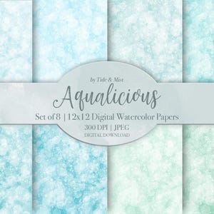 Acuarelas pastel aguamarina, paquete de papel digital, scrapbooking, fondo digital, diseño digital, uso comercial y personal, descarga instantánea