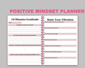 Planificador de mentalidad positiva / Hojas de trabajo para diario / Cultivar la resiliencia / Hojas de trabajo de superación personal / Mentalidad de crecimiento imprimible