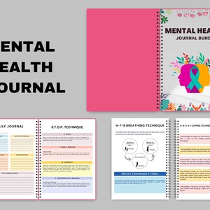Mental Health Journal Bundle | printable Planner | Digital Mental health planner | Wellness workbook | Therapy worksheet | Self care tracker