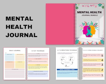 Mental Health Journal Bundle | printable Planner | Digital Mental health planner | Wellness workbook | Therapy worksheet | Self care tracker