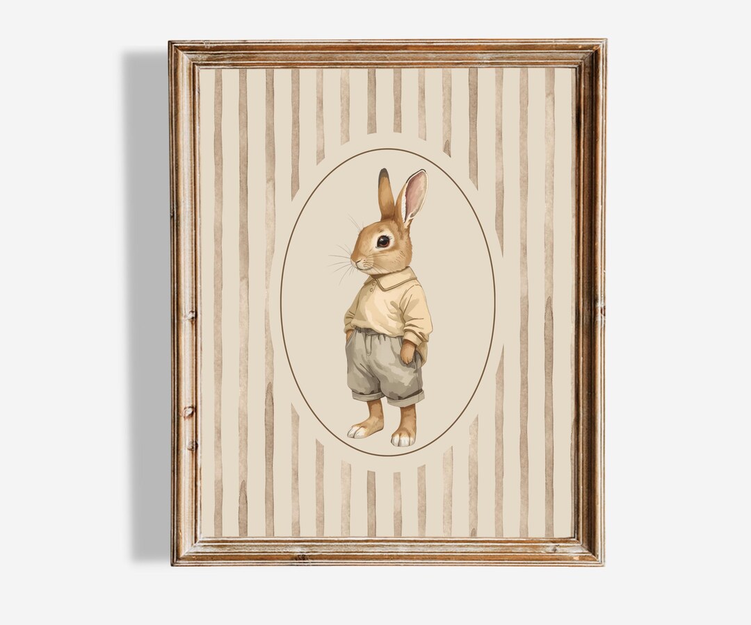 Vintage Rabbit Wall Art Printable, Timeless Animal Illustration ...