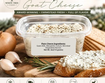 Plain Goat Cheese, 4 oz Fresh Chèvre, Creamy Farmstead Cheese Spread