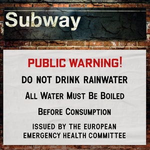 Dr Who Daleks&#39; Invasion Earth 2150 AD - Public Warning! Do not drink rainwater - all water must be boiled print - various sizes