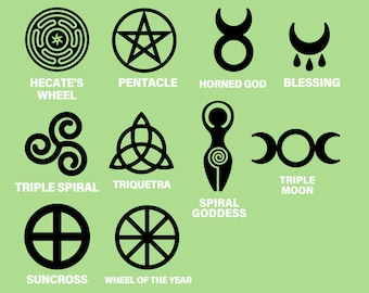 10 Pagan and Wican symbols, SVG Vector cut files for Cricut Design Space, Vinyl stickers and Iron-on