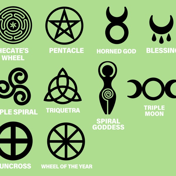 10 Pagan and Wican symbols, SVG Vector cut files for Cricut Design Space, Vinyl stickers and Iron-on