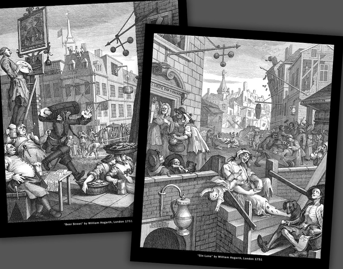 William Hogarth, Gin Lane and Beer Street, 12x10 or 10x8 Inch Prints London Wall Art Etsy UK William Hogarth, Gin Lane and Beer Street, 12x10 or 10x8 Inch Prints London Wall Art Etsy UK