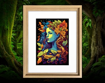 Illustration of a Spring May Day Beltane Goddess - 10x7 inch print (free worldwide delivery)