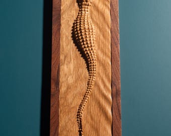 Handcrafted Wooden Crocodile Wall Art – 3D Carved American Oak & European Walnut Frame