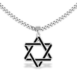 Bold Star of David Necklace, Men&#39;s Jewish Pendant, Sterling Silver Judaica, Hebrew Necklace for Men, Israel Jewelry, Magen David Pendant