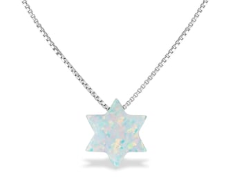 Collar de estrella de David de ópalo, colgante de fe judía, joyería judaica de plata esterlina, regalo de joyería de Israel, collar hebreo, regalo de Bat Mitzvah