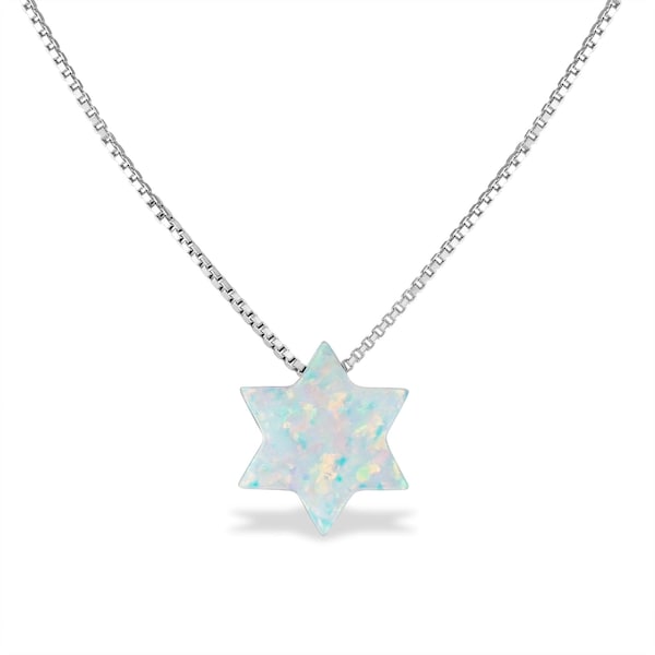 Collar de estrella de David de ópalo, colgante de fe judía, joyería judaica de plata esterlina, regalo de joyería de Israel, collar hebreo, regalo de Bat Mitzvah
