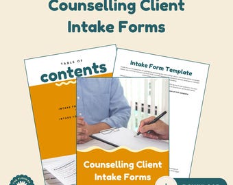 Bewerkbaar intakeformulier counseling cliënt | Afdrukbare sjabloon voor therapie-intake | Beoordeling geestelijke gezondheid pdf | Documentatie voor het therapeutisch kantoor